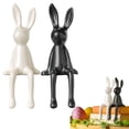 thumbnail image 5 of 1PCS Ceramic Rabbit Figurine Rabbit Statue Shelf Sitter Decor, Long-Eared Sitting Bunnies Sculpture for Home Bookshelf Mantel Elegant Art Decor for Birthday Gift, 5 of 9