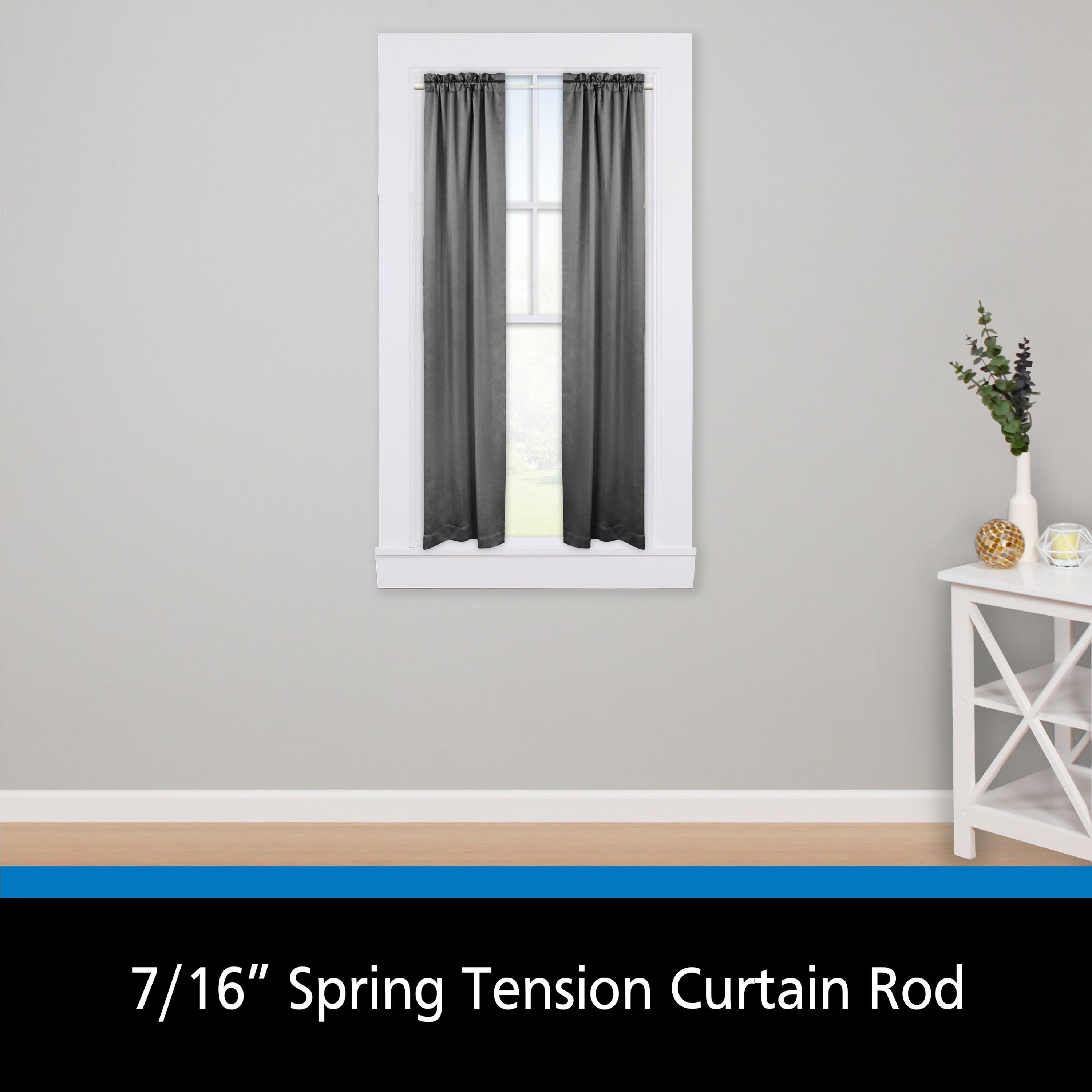 Mainstays 7/16" Adjustable Metal Spring Tension Curtain Rod, 18-28", White