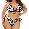 thumbnail image 1 of NICKSUN Women's Halter Padded Top Tie Side Bottom Swimsuit Cow Print 2 Piece Plus Size Bikini Bathing Suits, 1 of 5