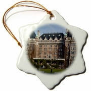 3dRose Fairmont Empress Hotel, Victoria, British Columbia - CN02 WBI0336 - Walter Bibikow, Snowflake Ornament, Porcelain, 3-inch