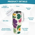 thumbnail image 2 of Yayeee 40oz Double-Wall Insulated Stainless Steel Tumbler with Handle Bottle, Purple Clover Pattern, 2 of 8