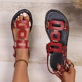 thumbnail image 2 of Women's Gladiator Flat Sandals, Wide Width Cutout Summer Sandals with Metal Buckle Detail, Non-Slip Casual Beach Shoes for Women, Breathable Walking Sandals, 2 of 10