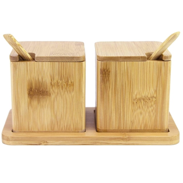 Totally Bamboo Especiero/Salsero doble con cucharas de Bambú Totally Bamboo 208564