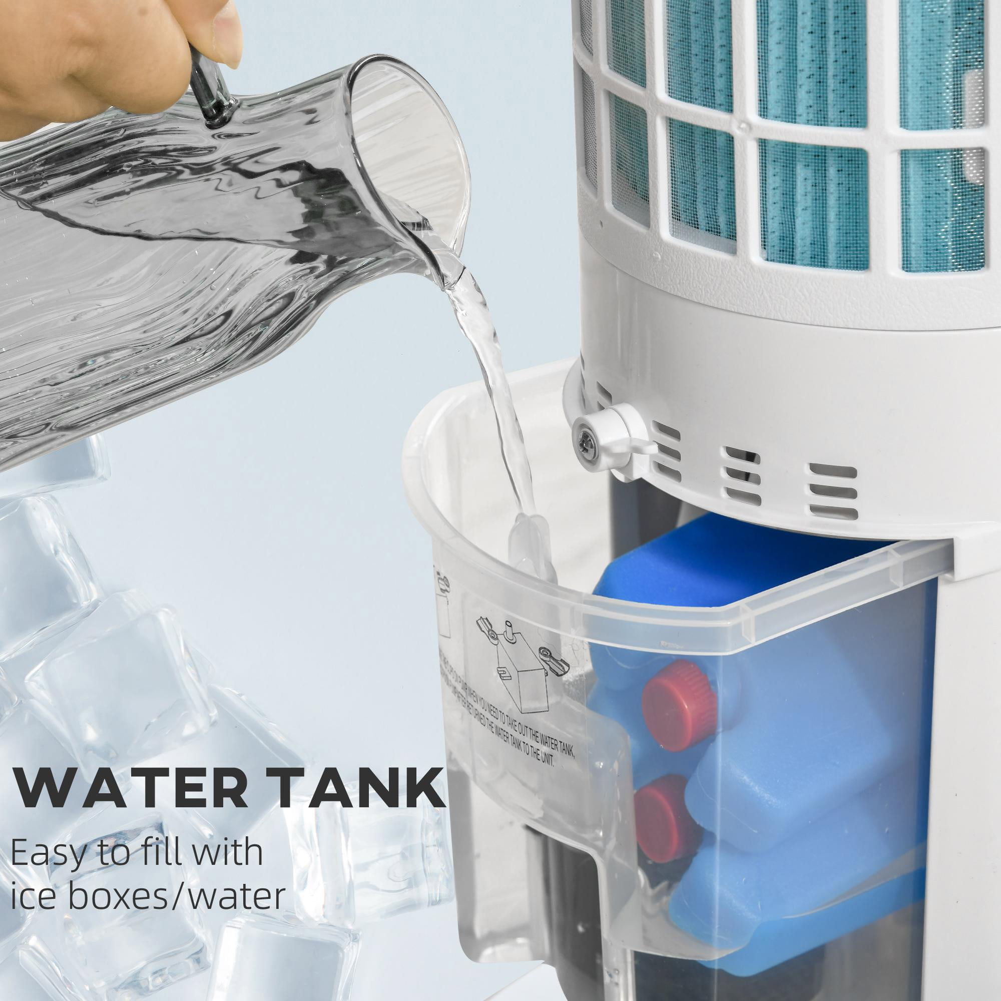 Resenkos 40" Portable Oscillating Air Cooler Fan for Home Office, 3-In-1 Standing Ice Floor Fan with Humidifier, White