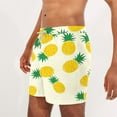 thumbnail image 4 of LYEAA Mens Board Shorts Elastic Waist Summer Beach Big Men's Swimming Trunks Hawaiian Colorful Pineapple Printed Drawstring Surfing Shorts Casual Sports Fashion Comfort Swimsuit with Pockets White L, 4 of 5