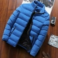thumbnail image 6 of WTOBBY Men's Short Padded Jacket, Stand Collar Casual Quilted Coat with Solid Color Design, Lightweight Warmth for Fall Winter Urban Style,Blue 5XL, 6 of 6