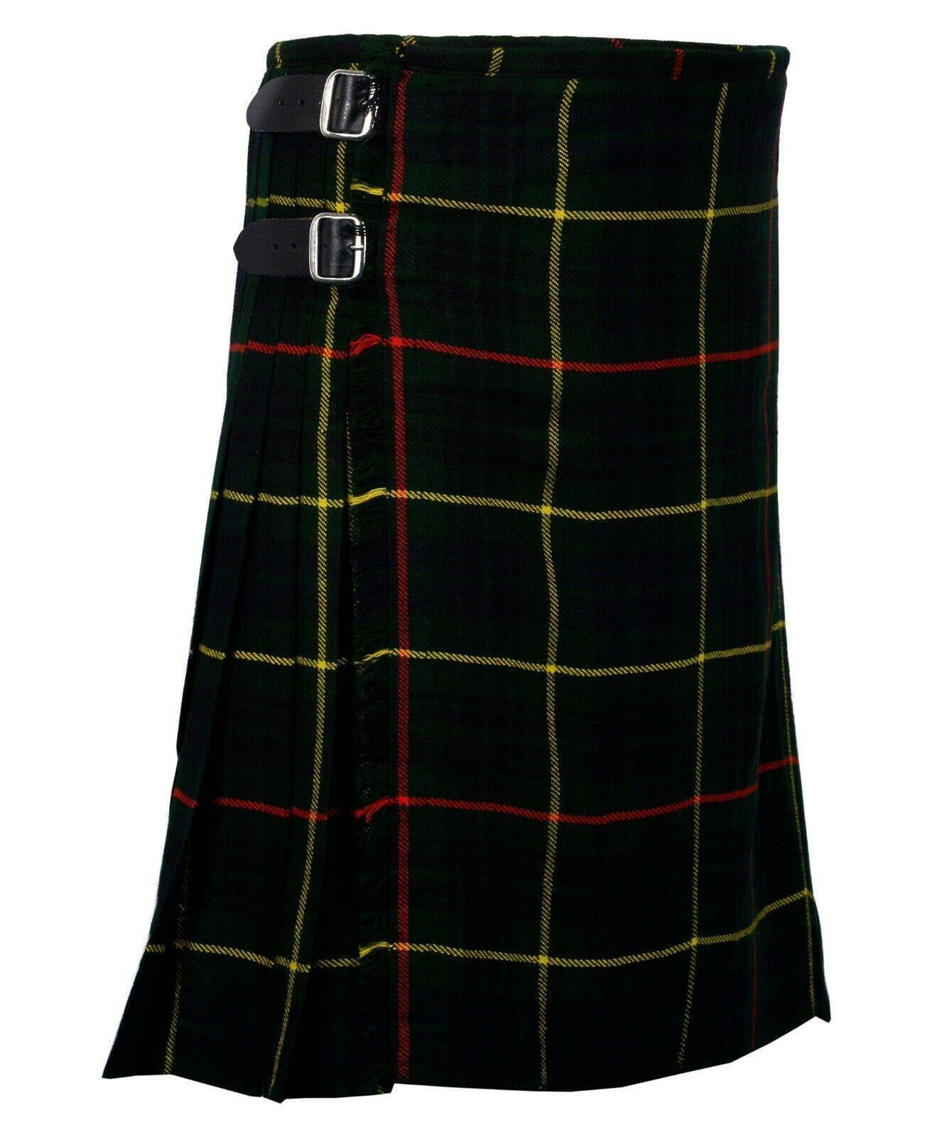 Men's Scottish Highland Kilt Hunting Stewart Tartan Acrylic Wool 8 Yards 16oz 