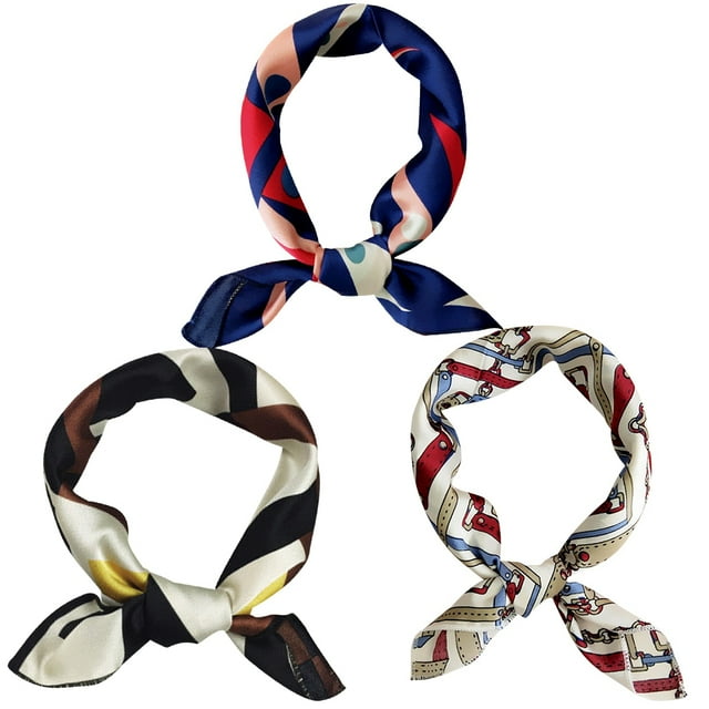 3PCS Stewardess Scarves Practical Square Neck Scarves Satin Head Scarf for Women