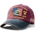 thumbnail image 3 of Eagle & Liberty – United States 250th Anniversary Hat, Adjustable Patriotic Baseball Cap with Bald Eagle for Men Women (2pcs, Wine), 3 of 5