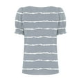thumbnail image 4 of Tops for Women Summer Casual Ruffle Trim Sleeve Square Neck T-Shirts, Striped Printed Loose Fit Blouse, Stylish and Comfortable Short Sleeve Top, Limited Time Off, 4 of 6