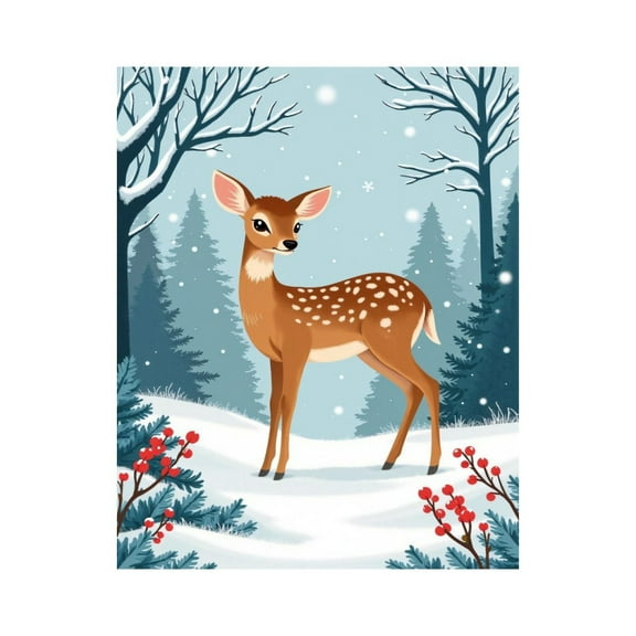 Paint by Numbers Kit for Adults, Winter Deer Snowy Forest Scene Paint by Numbers, Easy Paint by Numbers Kit for Adults Beginner, DIY Adult Paint by Number Kits on Canvas, Home Decor