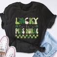 thumbnail image 4 of EcoLoom Lucky To Be A Peds Nurse Groovy Retro St Patrick's Day Short Sleeve Unisex T Shirt, 4 of 6