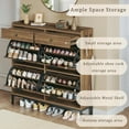 thumbnail image 5 of Rattan Shoe Cabinet with 4 Flip Drawers, Shoe Storage Cabinet with Adjustable Shelves, Narrow Shoe Cabinet with Metal Legs & Handles for Entryway, Hallway, Organizer, Rustic Oak Rattan, 5 of 13