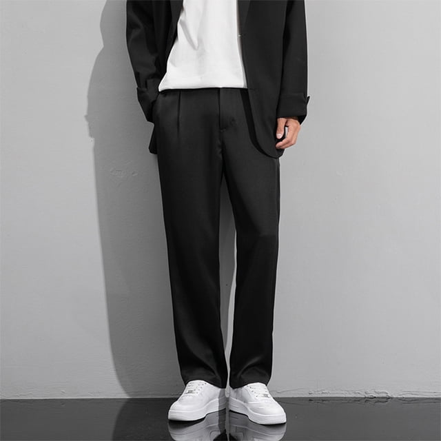 Pantalones de traje de color liso para hombre, de negocios, informales, de moda, largos, para hombre