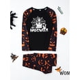 thumbnail image 4 of Halloween Pajamas for Family Glow In The Dark Pattern Letter Holiday Sleepwear, 4 of 9