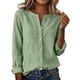 thumbnail image 2 of Craaazy Women's Casual V-Neck Blouse, Solid Color Long Sleeve Button Down Shirt, Loose Fit Comfy Tops for Daily Wear Gifts, 2 of 9