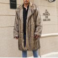 thumbnail image 5 of Alkepwun Mens Warm Faux Furry Long Coat Jacket Winter Solid V-neck Outerwear, 5 of 9