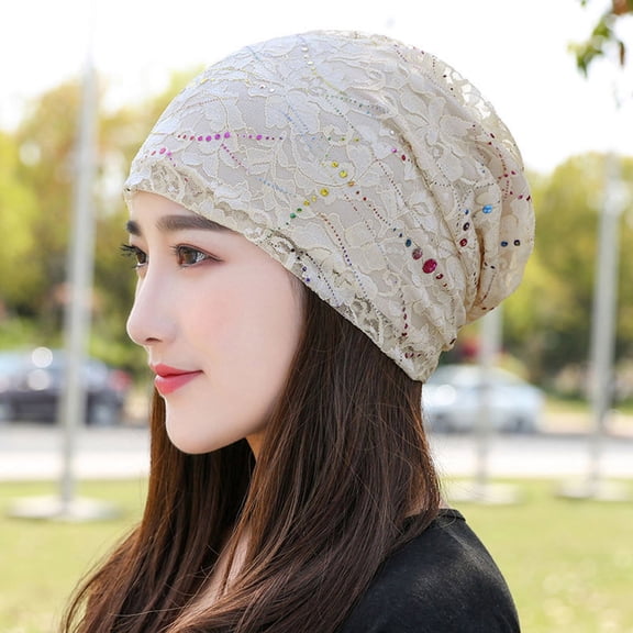 Women's Baggy Slouchy Beanie Hat Cap Scarf Beige