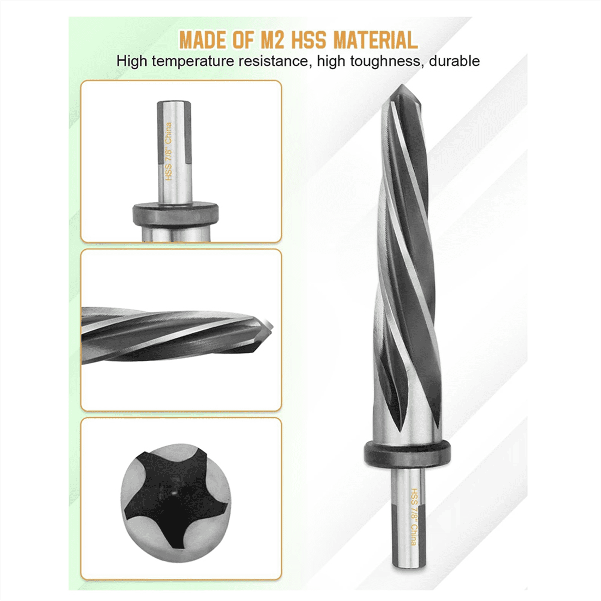 7/8Inch Drill Bridge/Construction Reamer Bit with 1/2Inch Shank M2 HSS Taper Chucking Reamer Bit Tool for Steel Metal