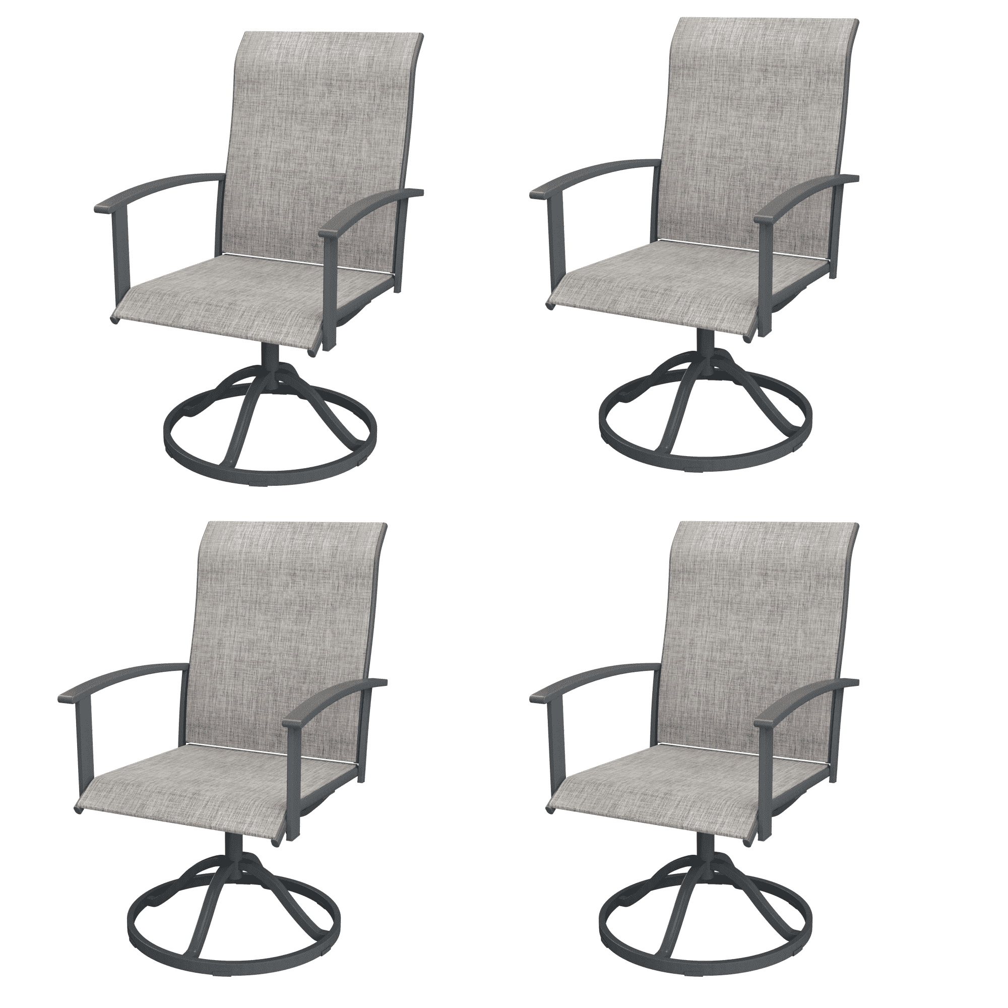 Vicllax Patio Swivel Chairs Set of 4, Outdoor Dining Chairs with Weather-Resistant Textilene Fabric & Metal Frame，Gray