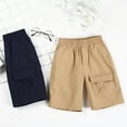 thumbnail image 5 of Ticikt Boy's Summer Khaki Shorts, Boys Shorts School Uniform Flat Front Twill Chino Shorts,Color:Blue,6-7 Years, 5 of 9