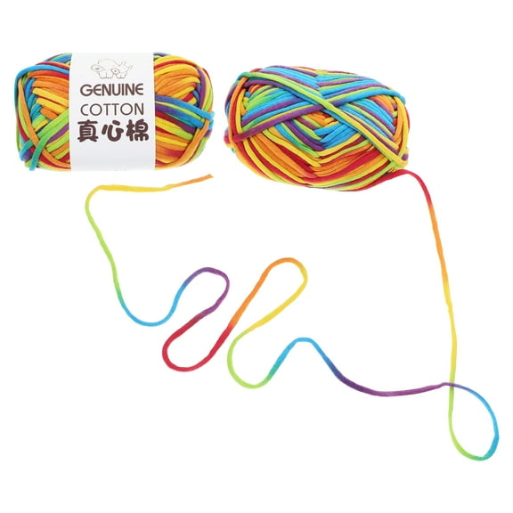 2pcs Multi-color Crafting Yarns Rainbow Crocheting Yarns DIY Knitting Yarns Handcraft Supply