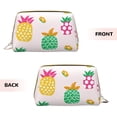 thumbnail image 3 of Large Clutch Leather Makeup Bag, Pink Watercolor Pineapple Doodle Travel Toiletries Bag, Ladies Cosmetic Storage Bag, 3 of 8