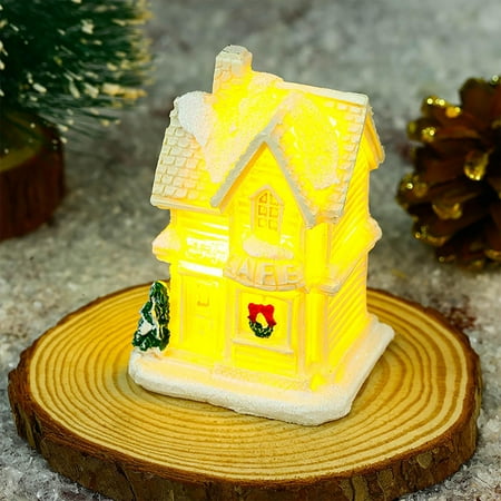 

Fufafayo kids christmas gifts Christmas Winter Village Houses Set LED Lighted DIY Christmas Doll Figurines Christmas Miniature Resin Ornament Kits Christmas Cedar Bare Branch Tree Lamp