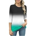 thumbnail image 4 of HongQid 3/4 Length Sleeve Womens Tops Round Neck Trendy Casual Blouses Loose Fit Colorful T-Shirt Shirts, 4 of 6