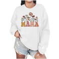 thumbnail image 1 of Culottes pour Femmes Femmes Manches Longues Chandails Mama Col Rond Chandail Ample Léger Blouse Hauts S Blanc, 1 of 7