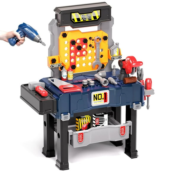 Tool Bench for Toddler and Kids Tool Bench,Kids Tool Set,Pretend Play Construction Toys Kit with Tool Bag, Easy to Assemble and disassemble,Chainsaw Tool Set Gift Toys for 4 5 6 Year