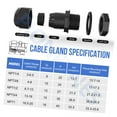 thumbnail image 3 of Bybiment 50PCS NPT Cable Gland 6-12mm/0.24-0.47inch Nylon Cable Glands Joints with Gaskets (1/2'', 50PCS), 3 of 7