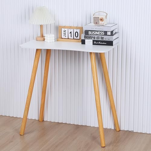 27Inch Computer Desk, Desktop Student Study Table, Modern Wood Desk, Ergonomic Arc Design Writing Table, Writing Desk for Home Office Workstation