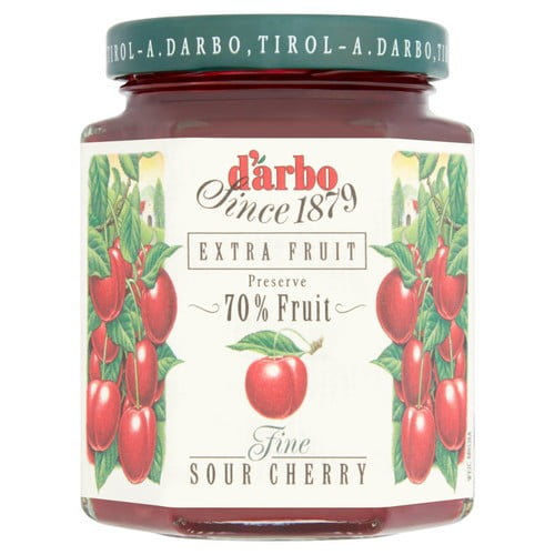 Darbo Sour Cherry Jam 70% Fruit 200g, British Import (Pack of 2)