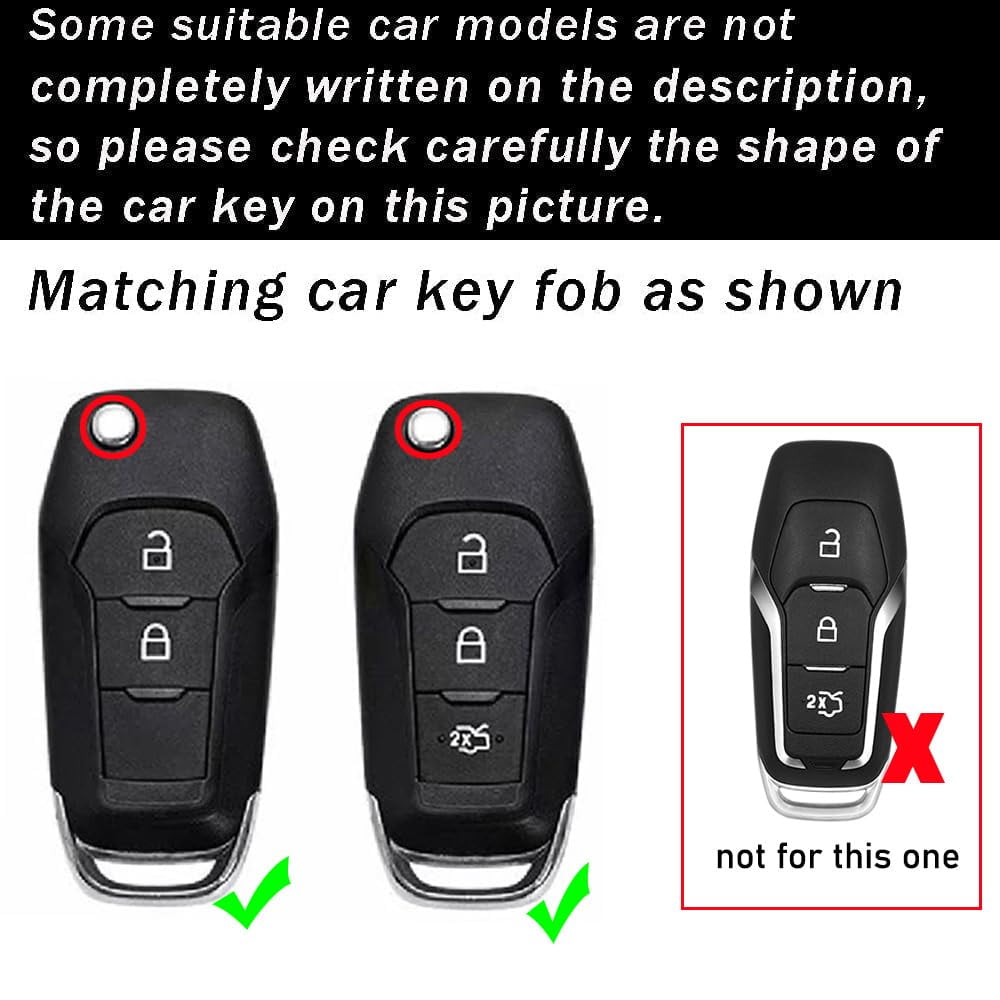 3-Button Car Key Bag Fit for Ford Flip Folding Key Remote Key Fob Cover for EcoSport Escort Explorer F-150 F-250 F-350 F-450 F-550 Super Duty Mondeo Ranger Titanium Car Accessories
