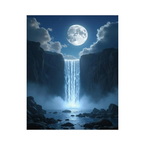 Paint by Numbers Kit for Adults, Moonlit Waterfall Serenity Night Paint by Numbers, Easy Paint by Numbers Kit for Adults Beginner, DIY Adult Paint by Number Kits on Canvas, 12x16in Home Decor