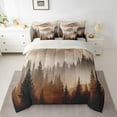 thumbnail image 2 of Homewish Smoky Jungle Bedding Comforter Set 7 Pieces, Nature Mountain Tree Full Bedding Set, Brown Minimalist Fitted Sheet Flat Sheet, Luxury Bedroom Decor, 2 of 8