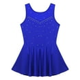 thumbnail image 3 of Hansber Kids Girls Sparkly Rhinestone Figure Ice Skating Roller Skating Ballet Dance Leotard Dress Blue 14, 3 of 7