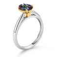thumbnail image 3 of Gem Stone King 925 Sterling Silver and 10K Yellow Gold Green Mystic Topaz Solitaire Engagement Ring for Women (1.58 Cttw, Oval 8X6MM, Gemstone Birthstone, Available in Size 5, 6, 7, 8, 9), 3 of 4
