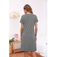 thumbnail image 5 of Ekouaer Women's Nightshirt Short Sleeve Button Down Nightgown V-Neck Sleepwear Pajama Dress, 5 of 6