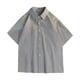 thumbnail image 1 of Manga Corta Cardigan Raya Impresión Botón Solapa Blusa Casual, Camisas de Manga Corta para Hombre, 1 of 7