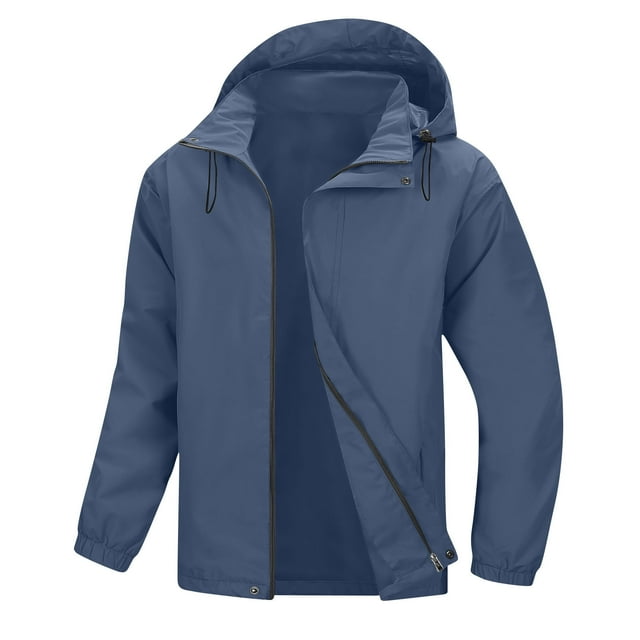 Royal Blue Man Long Sleeve Hooded Outfits for Man Workout Gym Running Going Out Ripped with Hood Distressed Basic Winter Fall Hooded Zip Up 2025 Clothes Regular Fit M