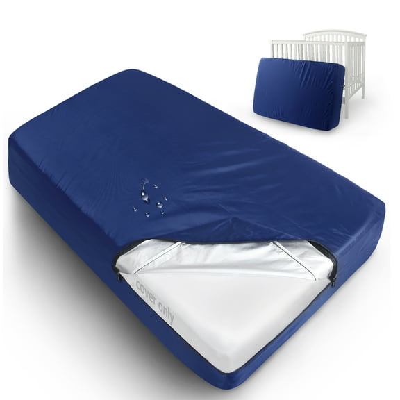 Crib Mattress Bag Waterproof Heavy Duty Crib Mattress Moving Bag with Strong Zipper Reusable Crib Mattress Cover for Moving, Navy
