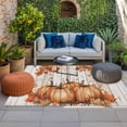 thumbnail image 2 of Orange Pumpkin Fall Outdoor Rug for Patio/Deck/Porch, Non-Slip Large Area Rug 6 x 9 Ft, Thanksgiving Botanical Autumn Leaf Wooden Indoor Outdoor Rugs Washable Area Rugs, Camping Rug Carpet Runner, 2 of 8