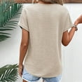 thumbnail image 4 of TSADFHJI Ladies Tops for Fall Boho Womens Short Sleeve Textured Tops Summer Casual V Neck Solid Loose Basic T Shirts S Beige, 4 of 6