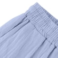 thumbnail image 4 of Women's Casual Pants Linen Shorts For Women Knee Length Shorts Casual Drawstring Elastic Waist Shorts Loose Athletic Beach Shorts,Blue Women's Casual Pants L, 4 of 6