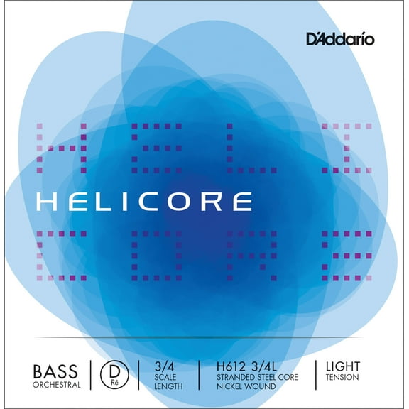 D'Addario Helicore Orchestral Bass Single D String, 3/4 Scale, Light Tension
