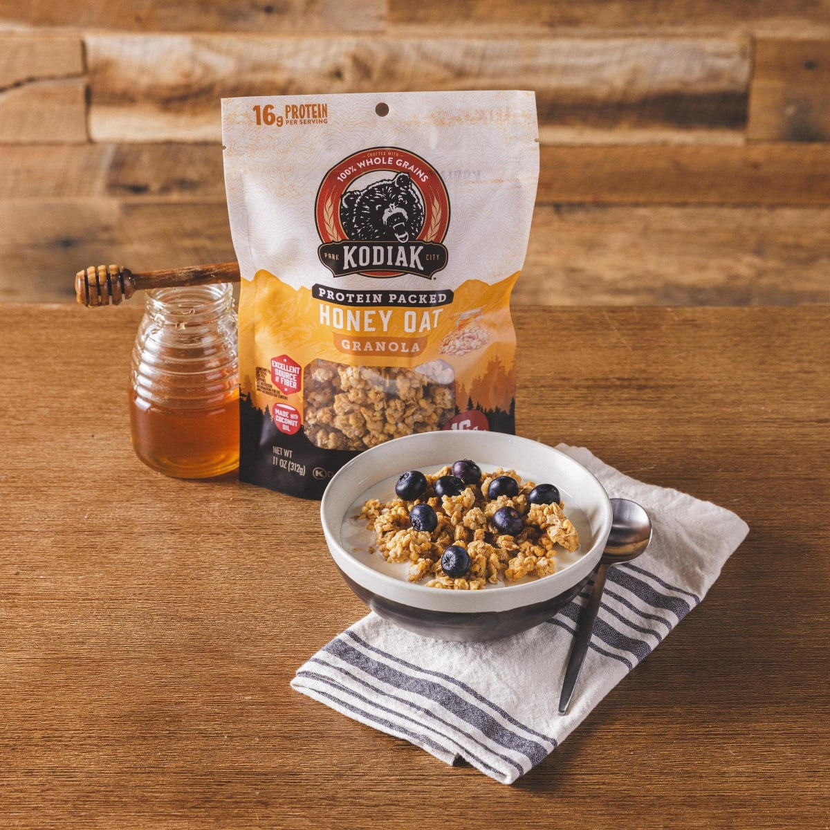 Kodiak Protein-Packed Honey Oat Protein Granola Bag, Ready to Eat, 11 oz