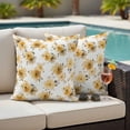 thumbnail image 5 of Spring Flowers Pillow Covers 2 Pack Watercolor Country Yellow Floral Leaf Plant Pillowcase Waterproof Outdoor Throw Pillow Cover for Patio Garden Square Cushion 24”x24”, 5 of 9