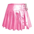 thumbnail image 4 of DHFJKG Skirts For Women Pu Leather Buckled Low Rise Pleated Mini Skirt A Line Night Out Party Club Cozy Skirt, 4 of 7